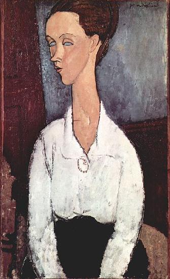 Amedeo Modigliani Portrat der Lunia Czechowska mit weiber Bluse France oil painting art